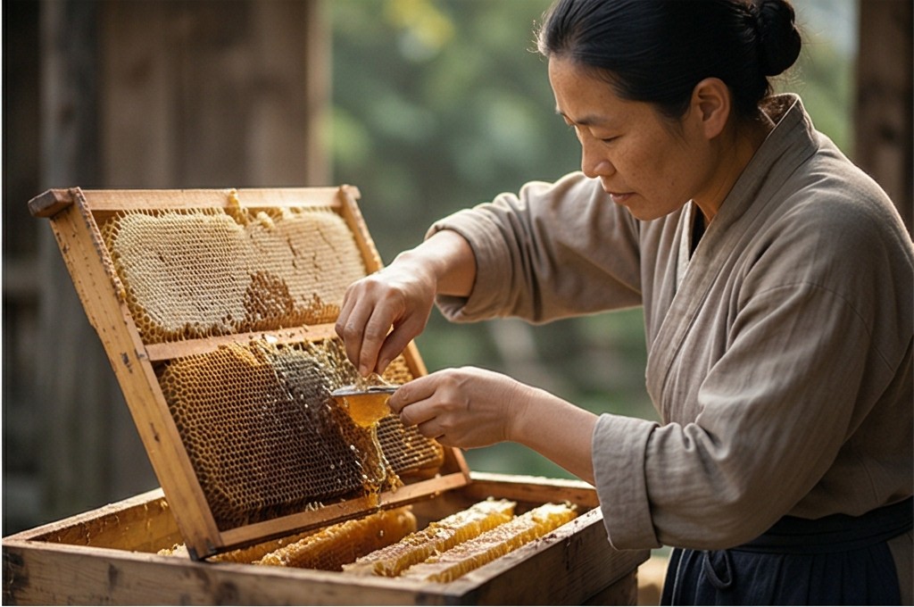 천연 밀랍과 꿀 채취 과정