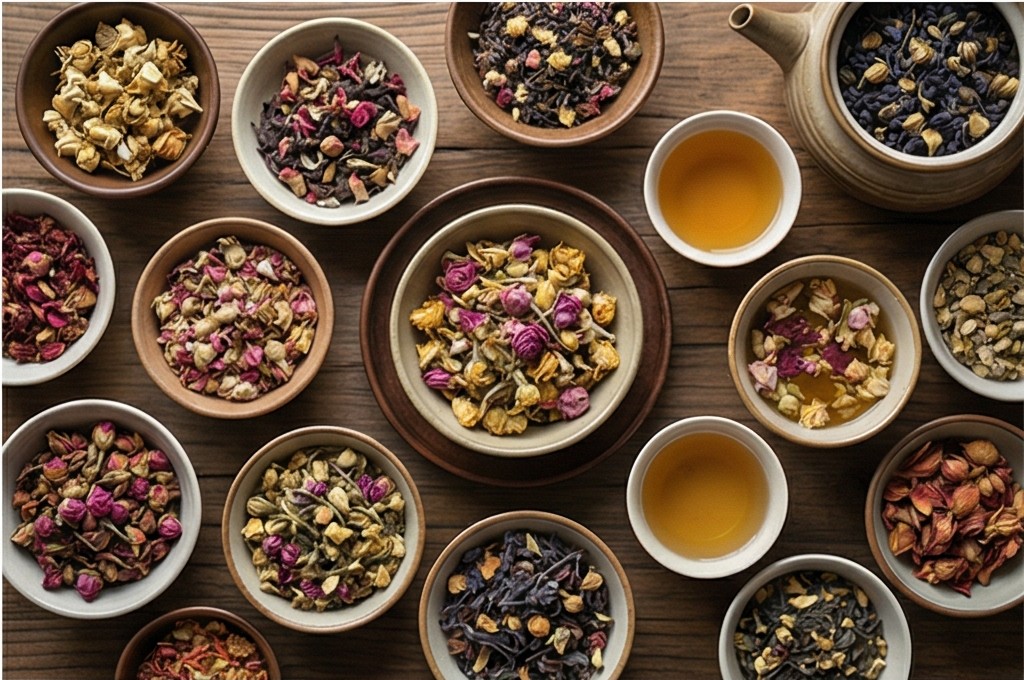 다양한 천연 꽃차와 약재