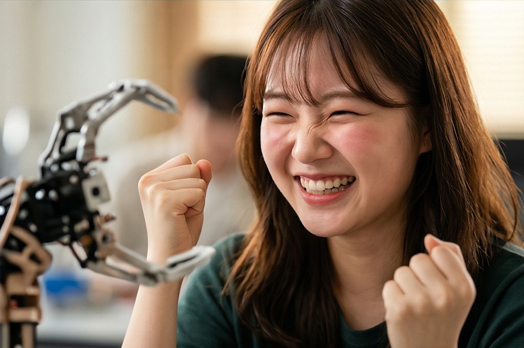 로봇 작동 성공의 기쁨