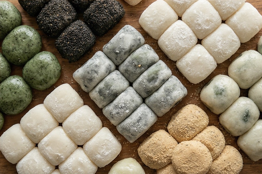 다채로운 자연 재료 떡