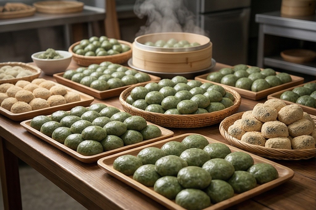 풍성하게 차려진 다양한 떡