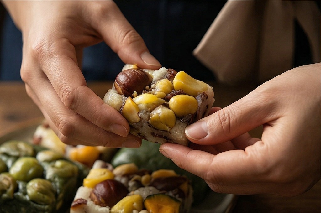 정성 가득한 영양떡을 든 손