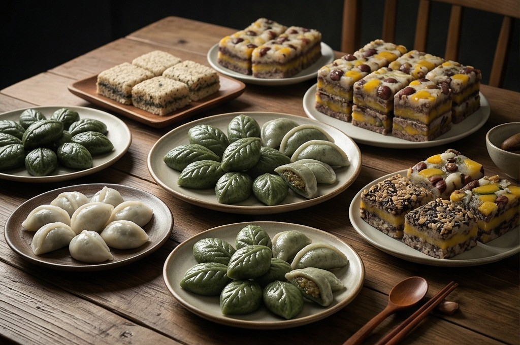 송선담떡집의 푸짐한 떡 상차림