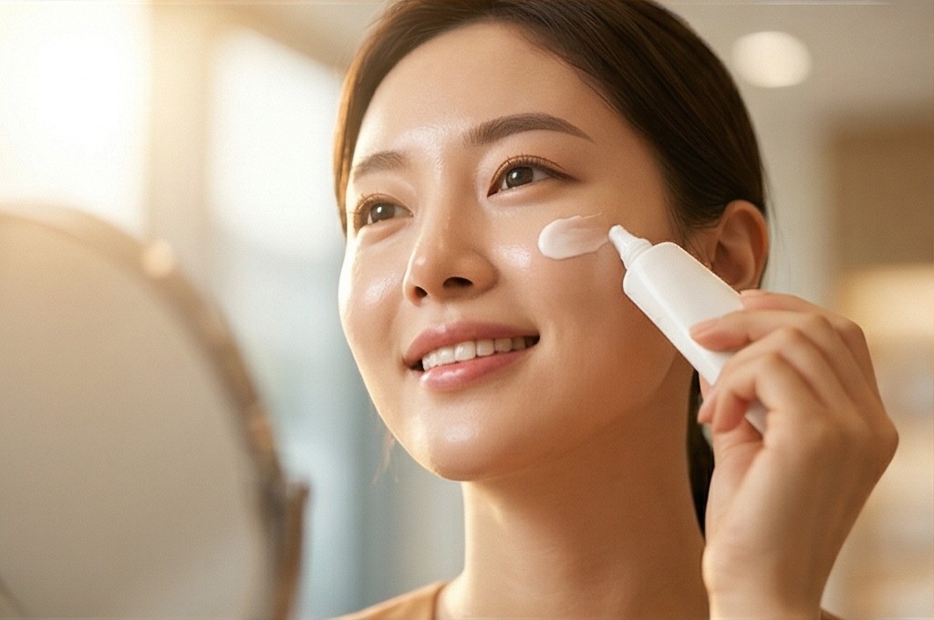 여신비타민C 크림 바르는 모습