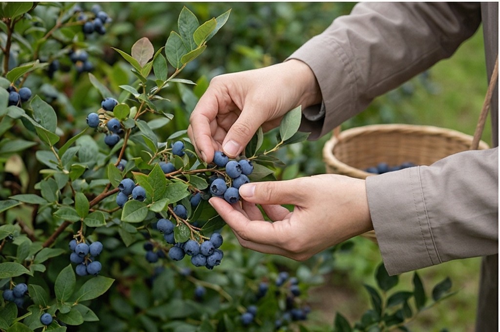 신선한 블루베리 수확