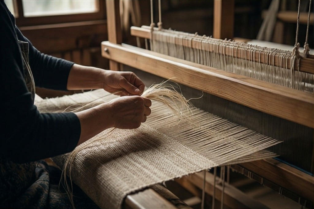 모시 짜는 장인의 손길