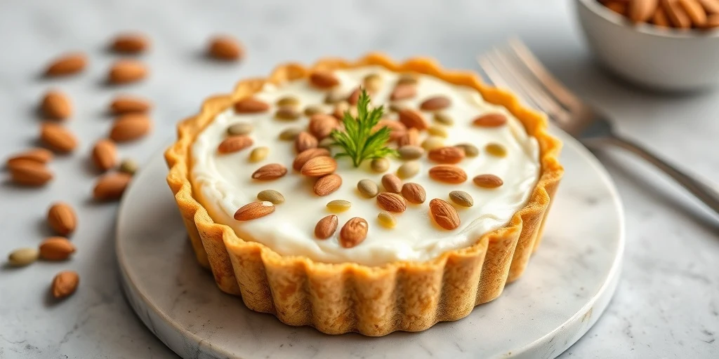 Foto de Tarta Keto de Queso Mascarpone con Almendras y Semillas de Girasol