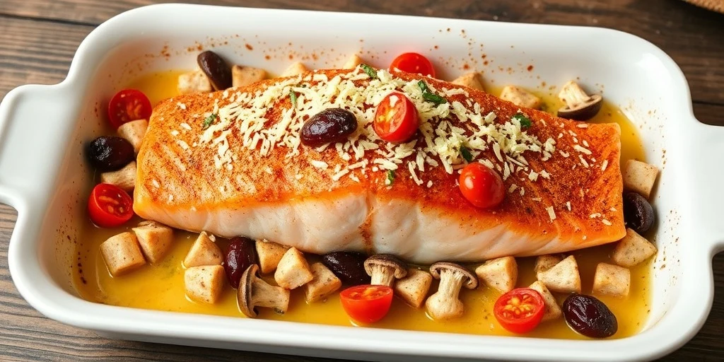 Foto de Salmón al horno con lomo de cerdo keto