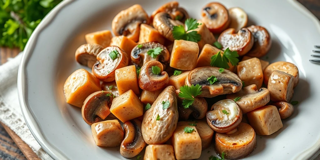 Lomo de cerdo keto con champiñones