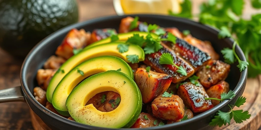 Foto de Lomo al ajillo con aguacate keto