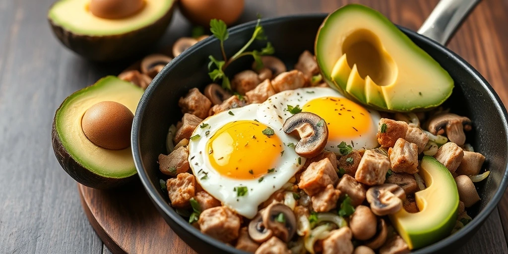 Foto de Lomo keto con setas y aguacate
