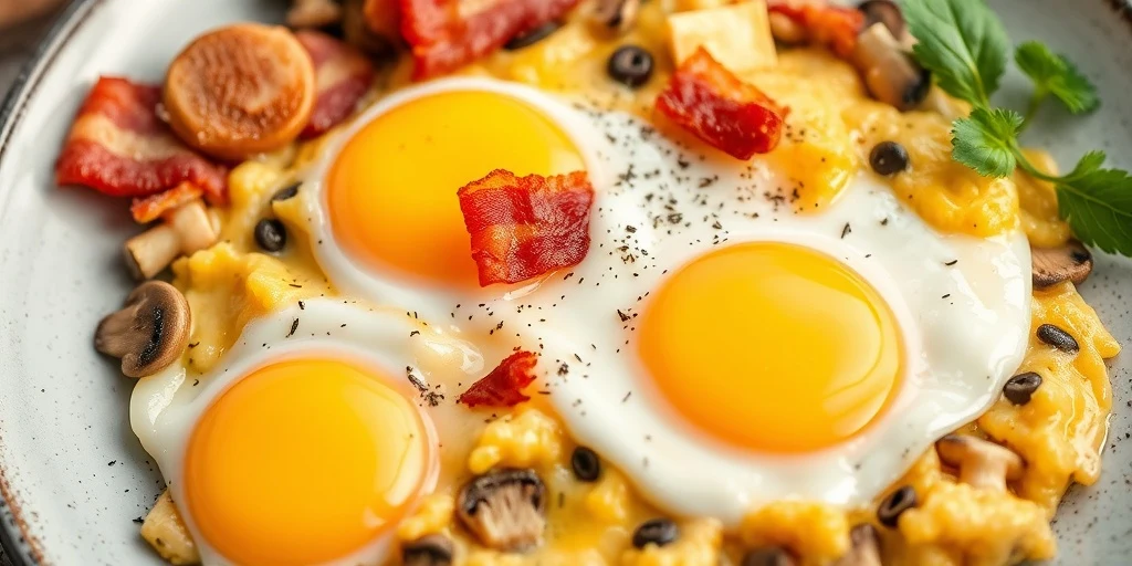 Foto de Desayuno Keto con Champiñones y Bacon