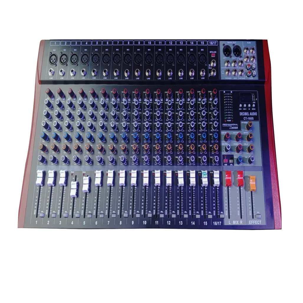 Decibel CT 160 16-Channel Mixer DECIBEL Bluetooth Streaming and USB MP3 Interface main view audio equipment Kenya