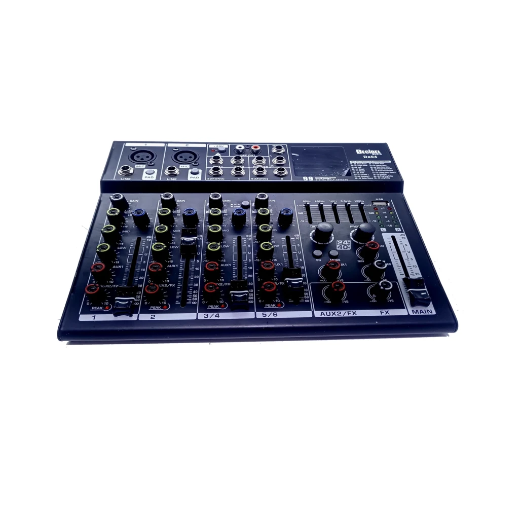 Decibel DA 004 Compact 4-Channel Mixer DECIBEL Built-in Bluetooth Streaming USB Bus Powered or 5V DC Supply main view audio equipment Kenya