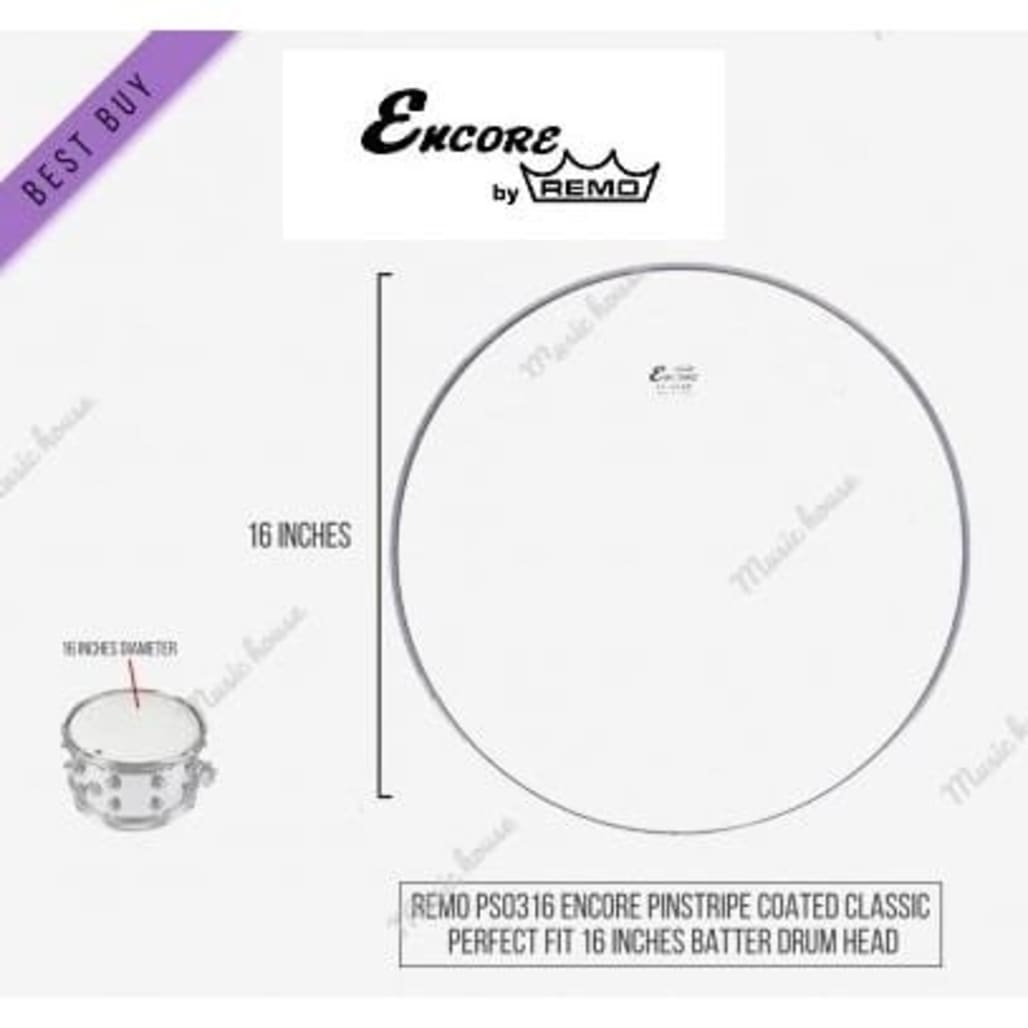 Encore 16 Inch Drum Skin ENCORE Clear Resonant/Batter Head Clear/Transparent main view audio equipment Kenya