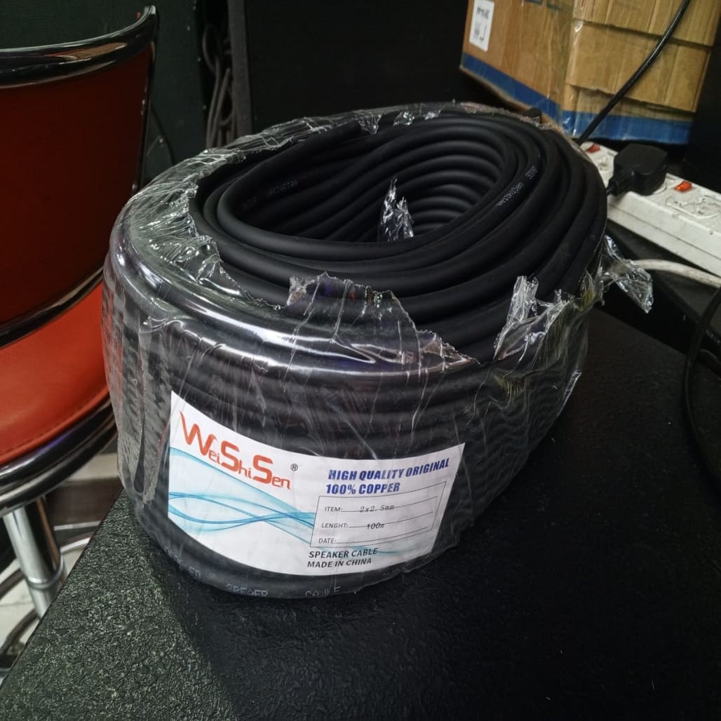 Eclipse Professional 2.5mm Speaker Cable – 100M Heavy-Duty Roll ECLIPSE SOUNDS 99.9% Oxygen-Free Copper (OFC) Flexible Heavy-Duty PVC with Polarity Markings main view audio equipment Kenya