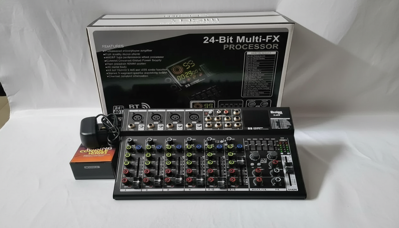 Decibel DA 008 8-Channel Analog Mixer DECIBEL Heavy-Duty Metal Enclosure for Stage Use USB MP3 Interface and Bluetooth Audio main view audio equipment Kenya