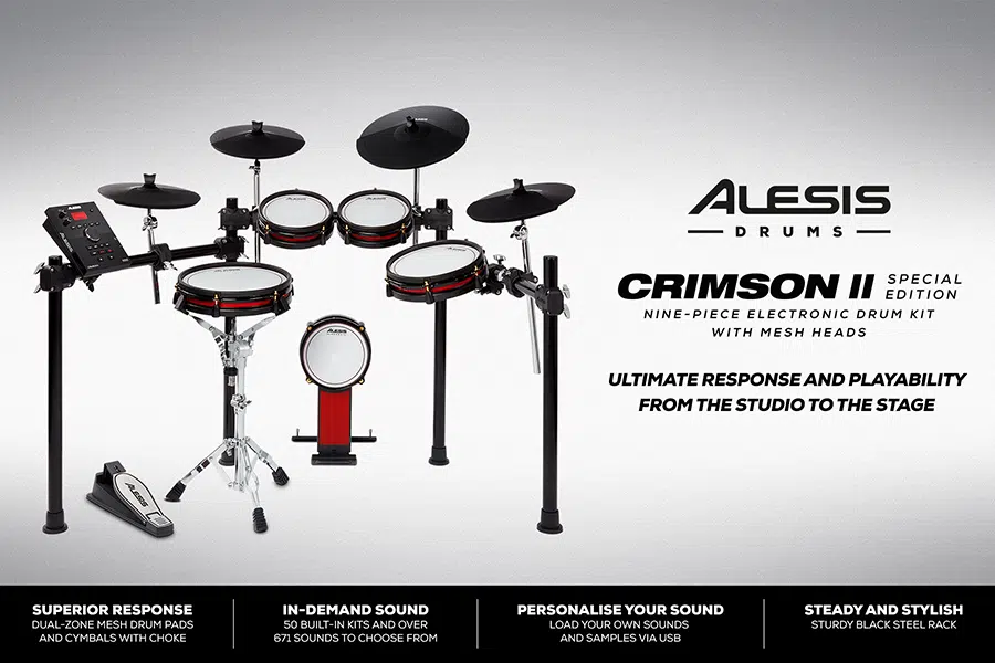 Alesis Crimson II Nine-Piece Electronic Drum Kit with Mesh Heads - Image 7
