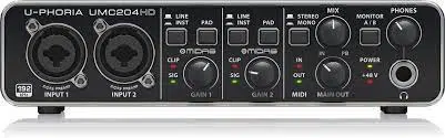 Behringer U-PHORIA UMC204HD Audiophile 2x4 24-Bit/192 kHz USB Audio/MIDI Interface with MIDAS Mic Preamplifiers - Image 5