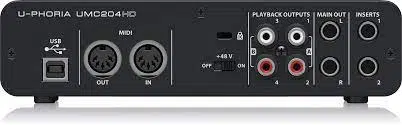 Behringer U-PHORIA UMC204HD Audiophile 2x4 24-Bit/192 kHz USB Audio/MIDI Interface with MIDAS Mic Preamplifiers - Image 6