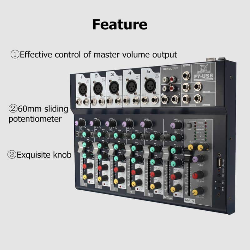 Studio Master F7-USB 7-Channel Analog Audio Mixer - Image 3