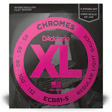 D'Addario ECB81-5 Chromes Flatwound 5-String Bass Strings - Image 1