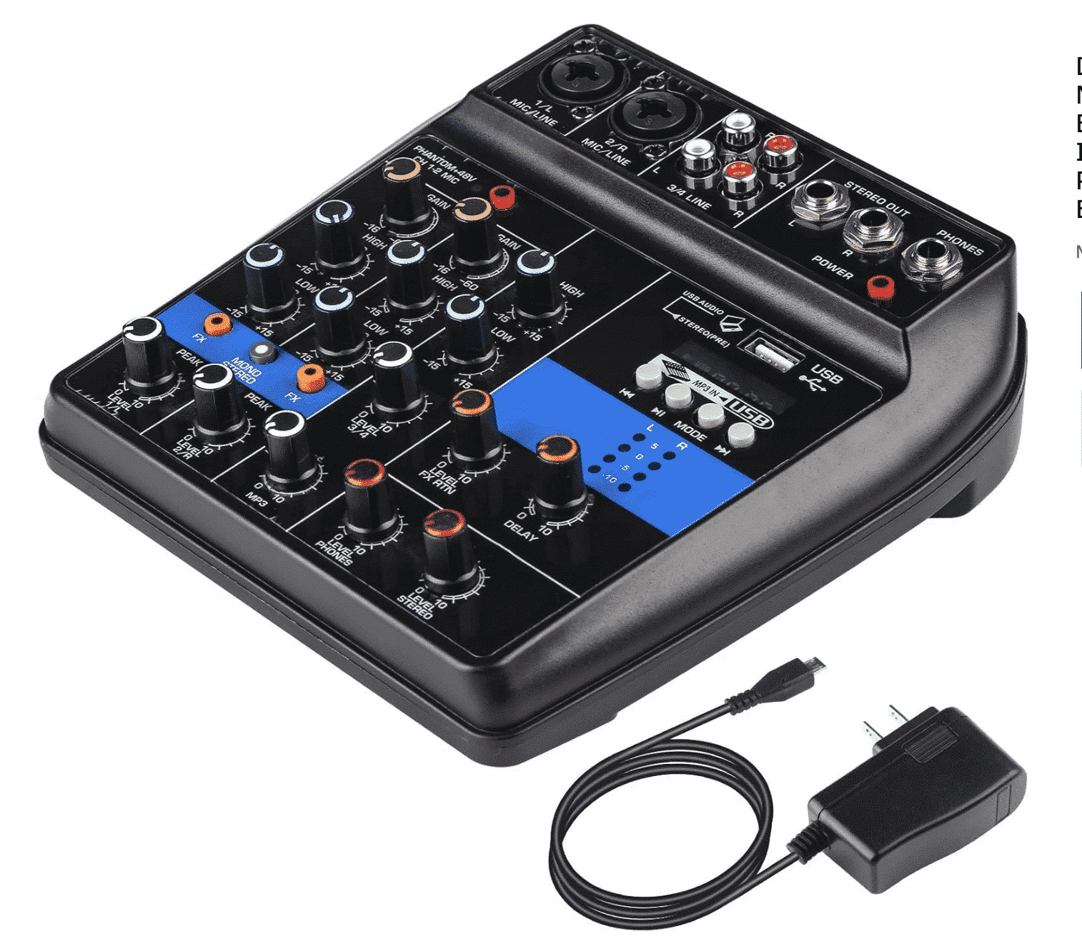 F4USB 4-Channel Audio Mixer with Bluetooth and USB - Image 1