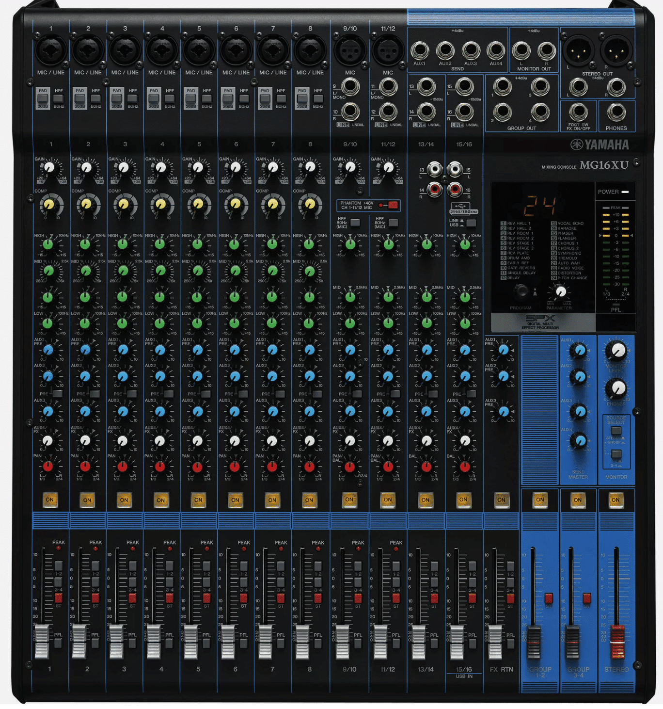 16-Channel Audio Mixer with USB and Built-In Effects - Image 1