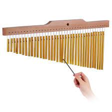 Hanging Bar Chimes - 36 Brass Bars on Wooden Frame with Stand - Image 2
