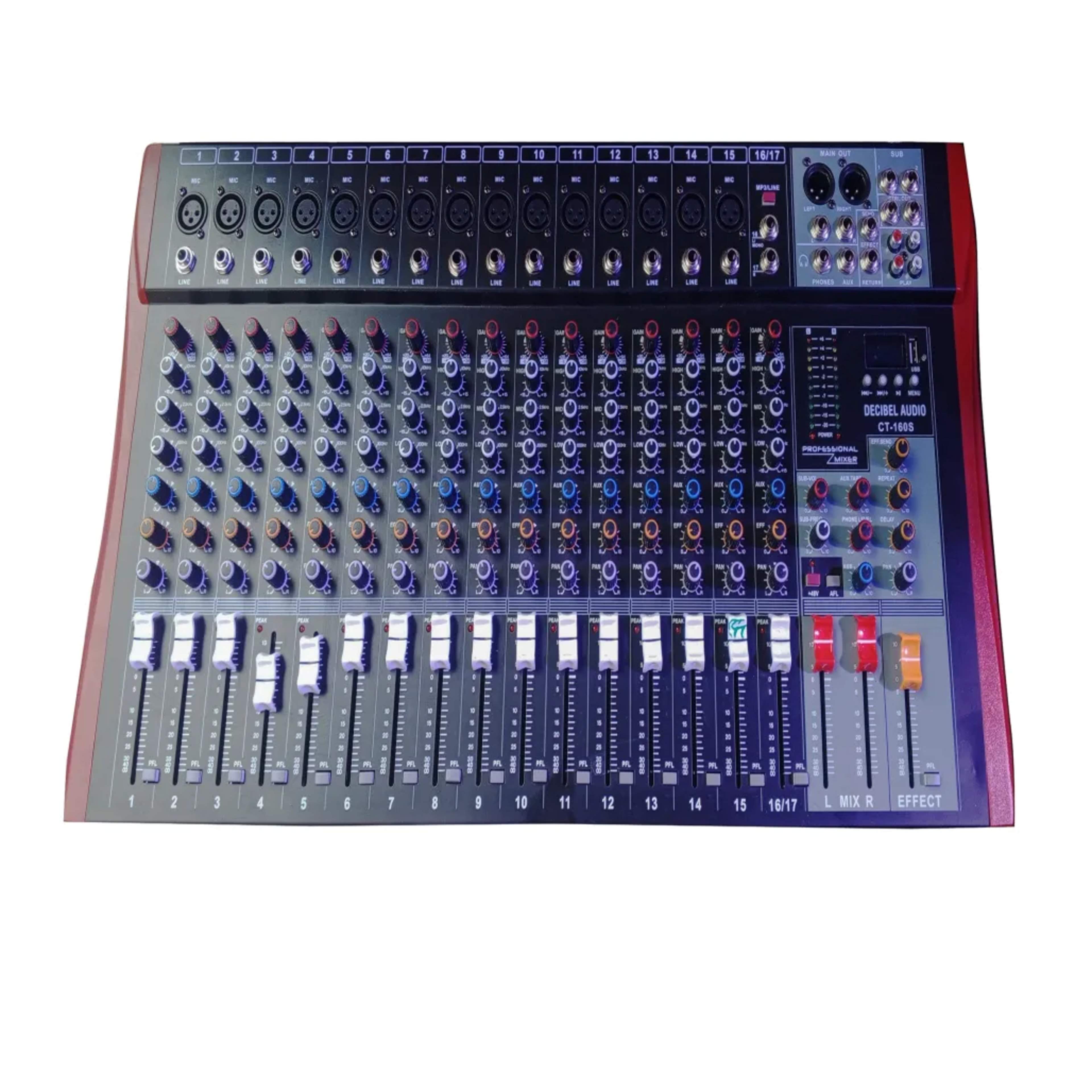 Decibel CT 160 16-Channel Mixer DECIBEL Bluetooth Streaming and USB MP3 Interface main view audio equipment Kenya
