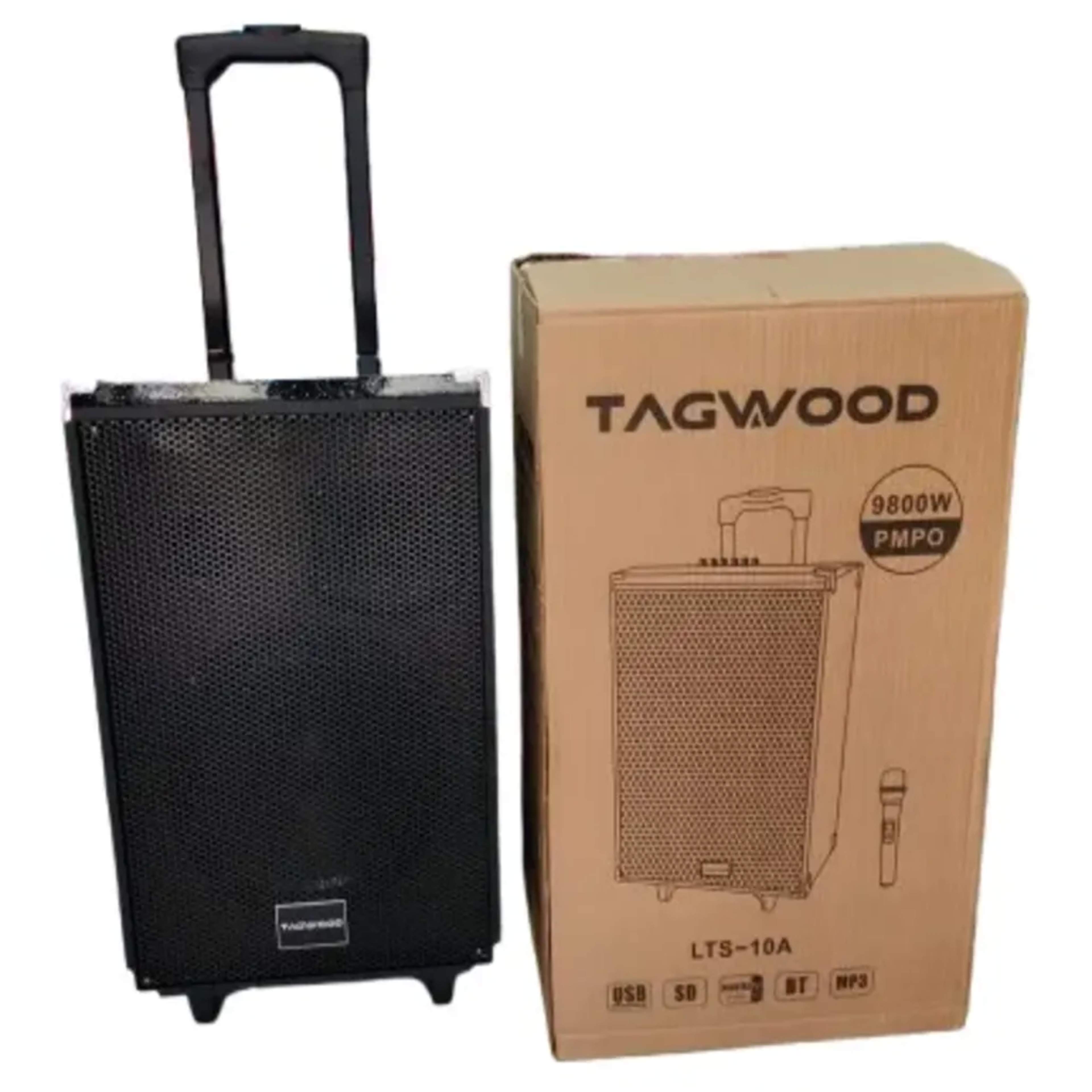 Tagwood 10A Professional Rechargeable Trolley Speaker TAGWOOD Integrated Bluetooth, USB, SD, and FM Radio in Nairobi Professional Rechargeable All-in-One Trolley PA System main view audio equipment Kenya