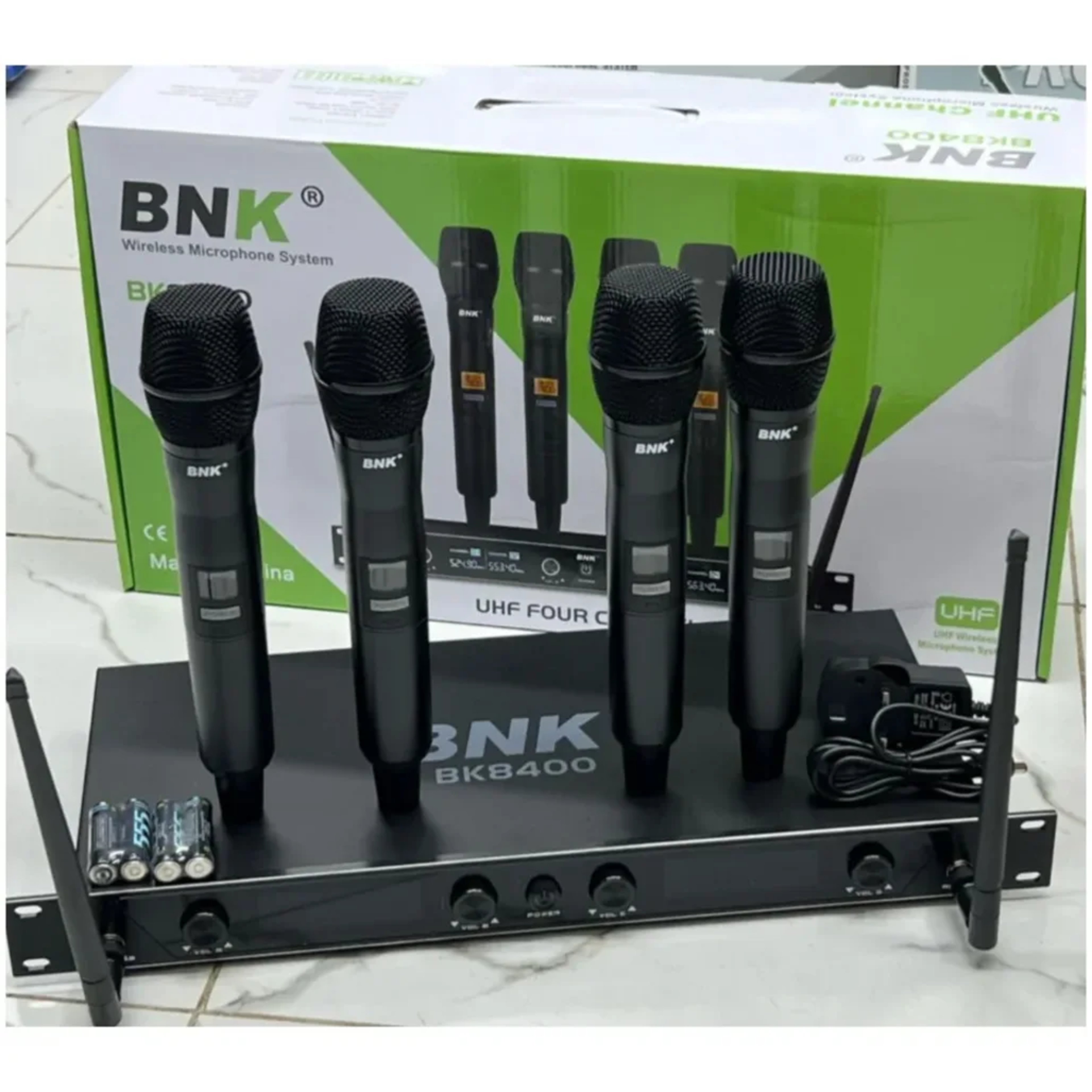 BNK BK8400 4-Handheld UHF System BNK Wireless Microphone Systems 4-Channel Dynamic Handheld UHF PLL Synthesized Stability main view audio equipment Kenya