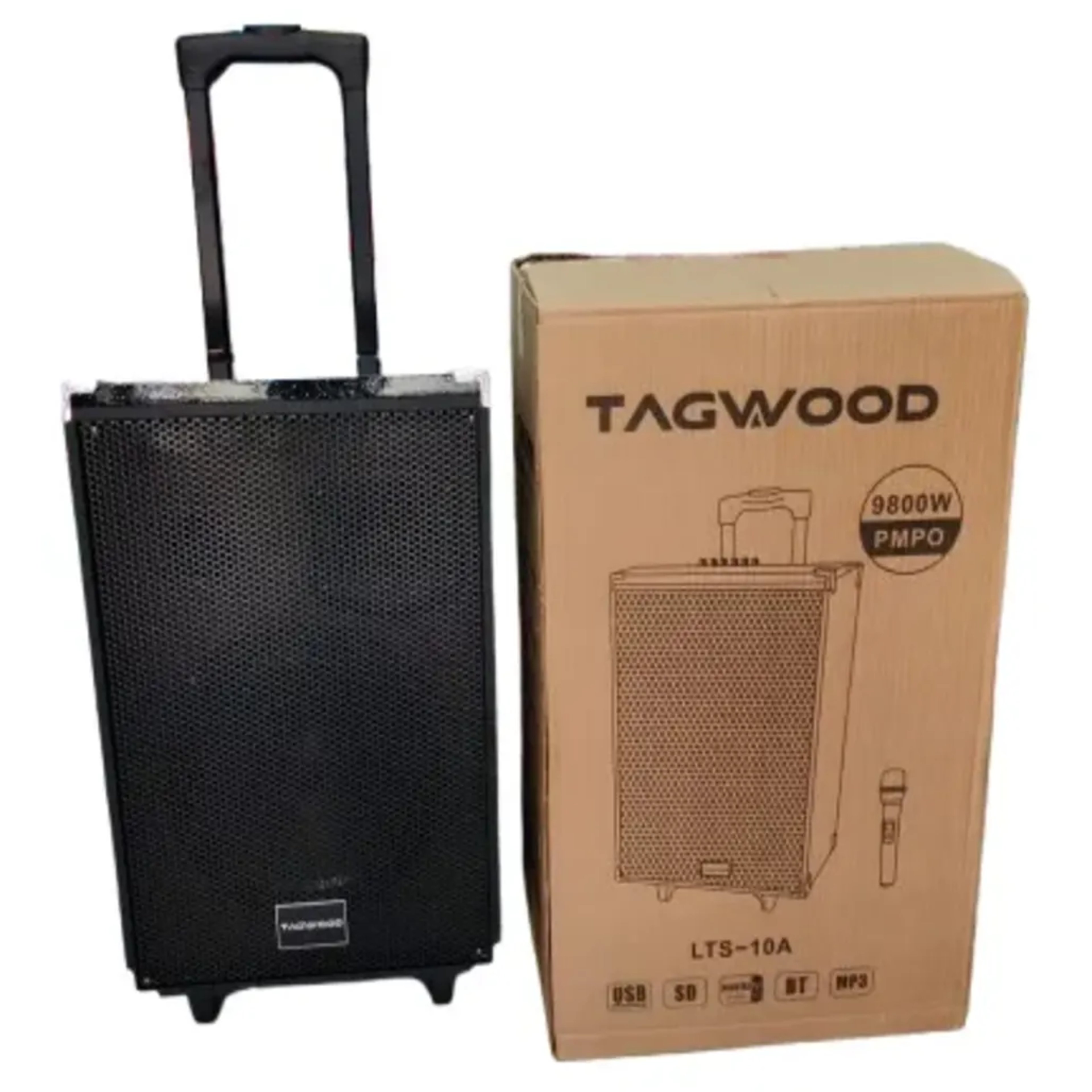 Tagwood 10A Professional Rechargeable Trolley Speaker TAGWOOD Passive PA Speakers Integrated Bluetooth, USB, SD, and FM Radio in Nairobi Professional Rechargeable All-in-One Trolley PA System main view audio equipment Kenya