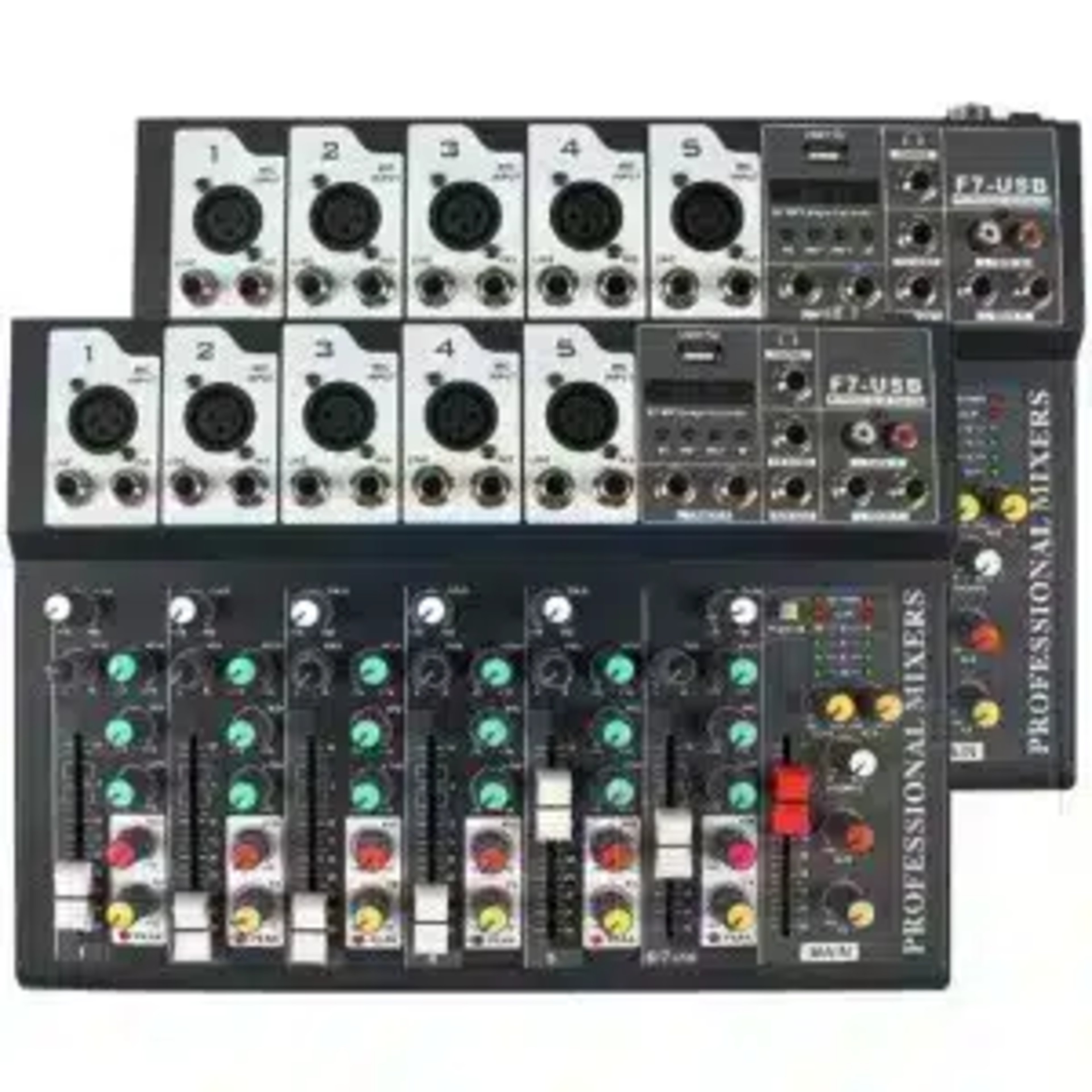 F7USB 7 Channel Audio Mixer With Bluetooth. Analog Mixers 7-Channel Professional Audio Mixer Bluetooth, USB (MP3 and PC Interface) main view audio equipment Kenya