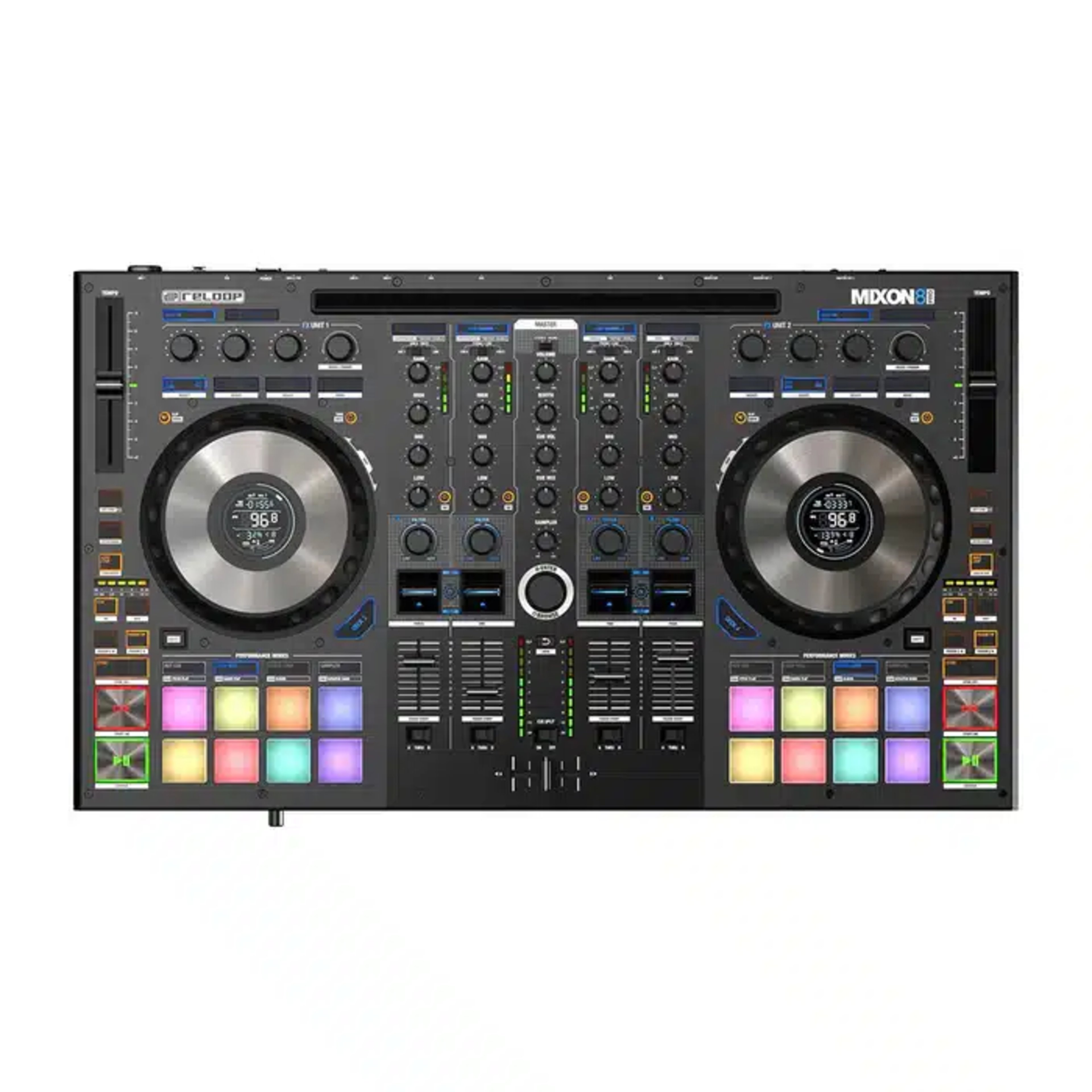 Reloop Mixon 8 Pro Hybrid DJ Controller RELOOP DJ Equipment 16x Multi-Color Performance Pads 4-Channel Hybrid DJ Controller main view audio equipment Kenya