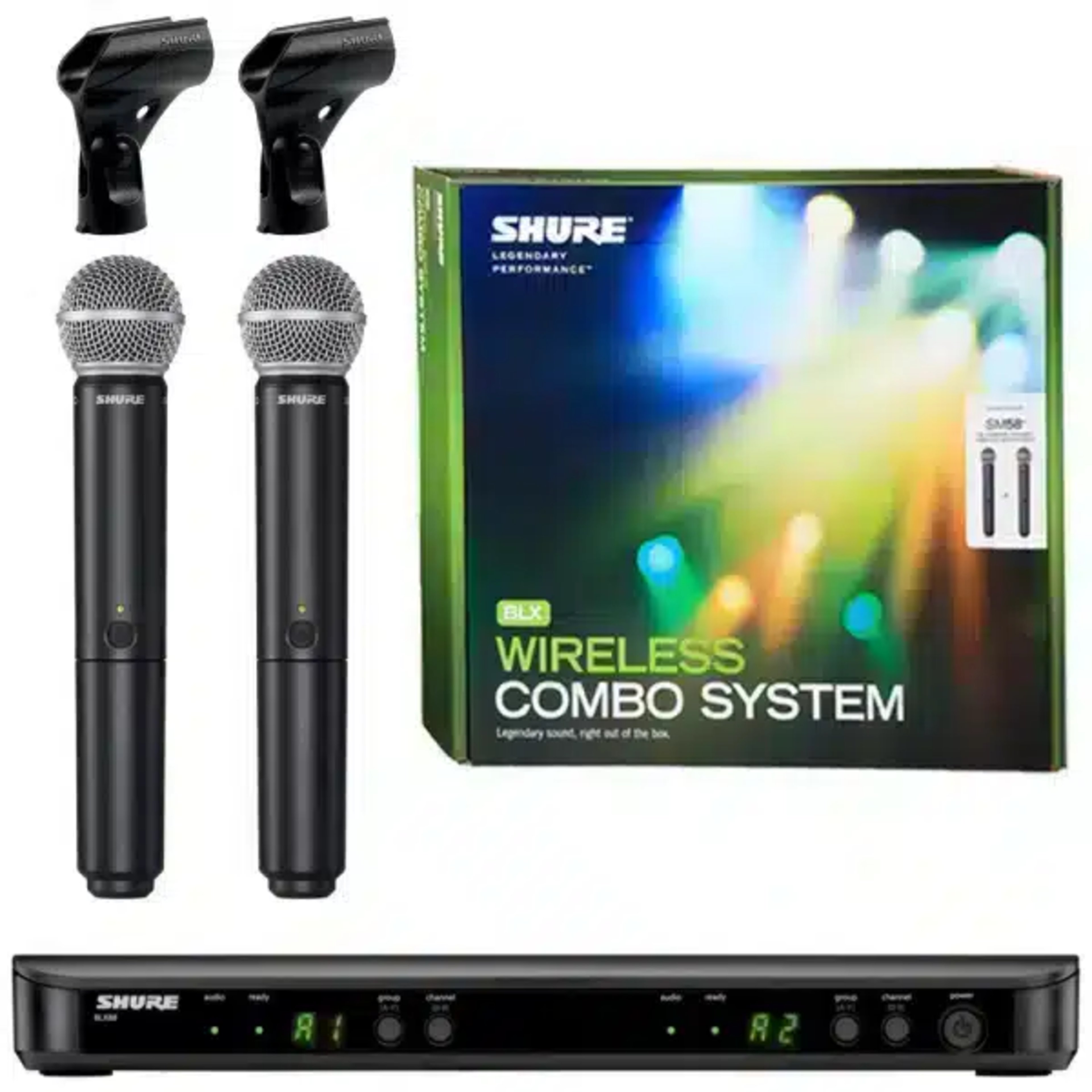 Shure BLX288/SM58 Dual Channel Wireless Vocal System SHURE Wireless Microphone Systems Dual Channel Wireless System main view audio equipment Kenya