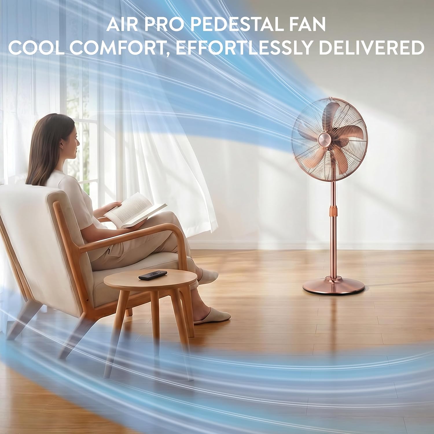 Air Pro 16" Pedestal Fan Adjustable Height Metal Standing Fan Wide-Angled Oscillation With Powerful