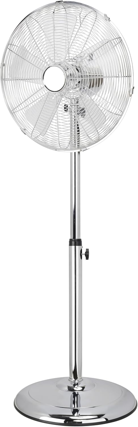 Status 16 Inch Chrome Pedestal Fan with 3 Speed Settings, Oscillating Adjustable Height and Tiltβ¦