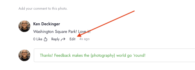 2 Product Updates: Edit Comments & Photos on Replies (photo 1 of 2)