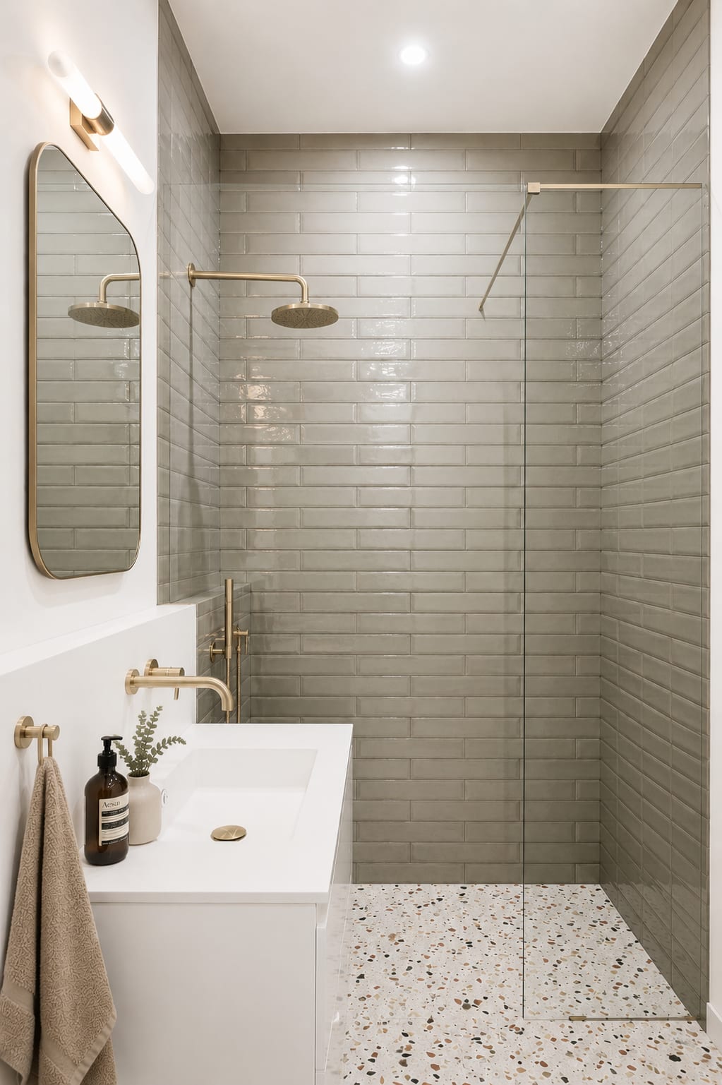 douche italienne en terrazzo | rénovation appartement | atelier d'architecture lga© | Toulouse