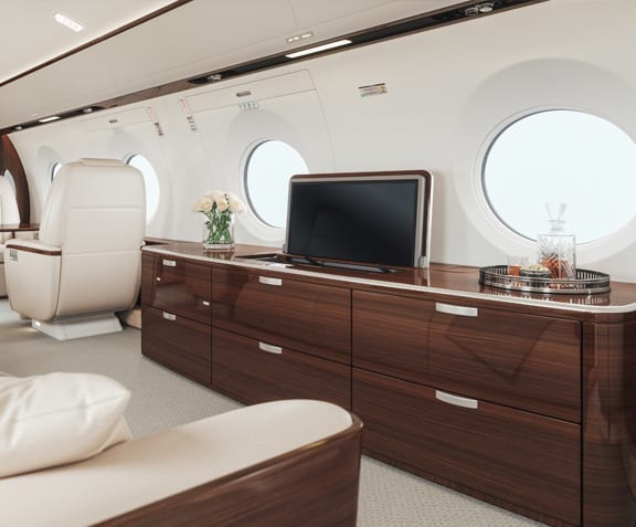 Interieur van een privé vliegtuig