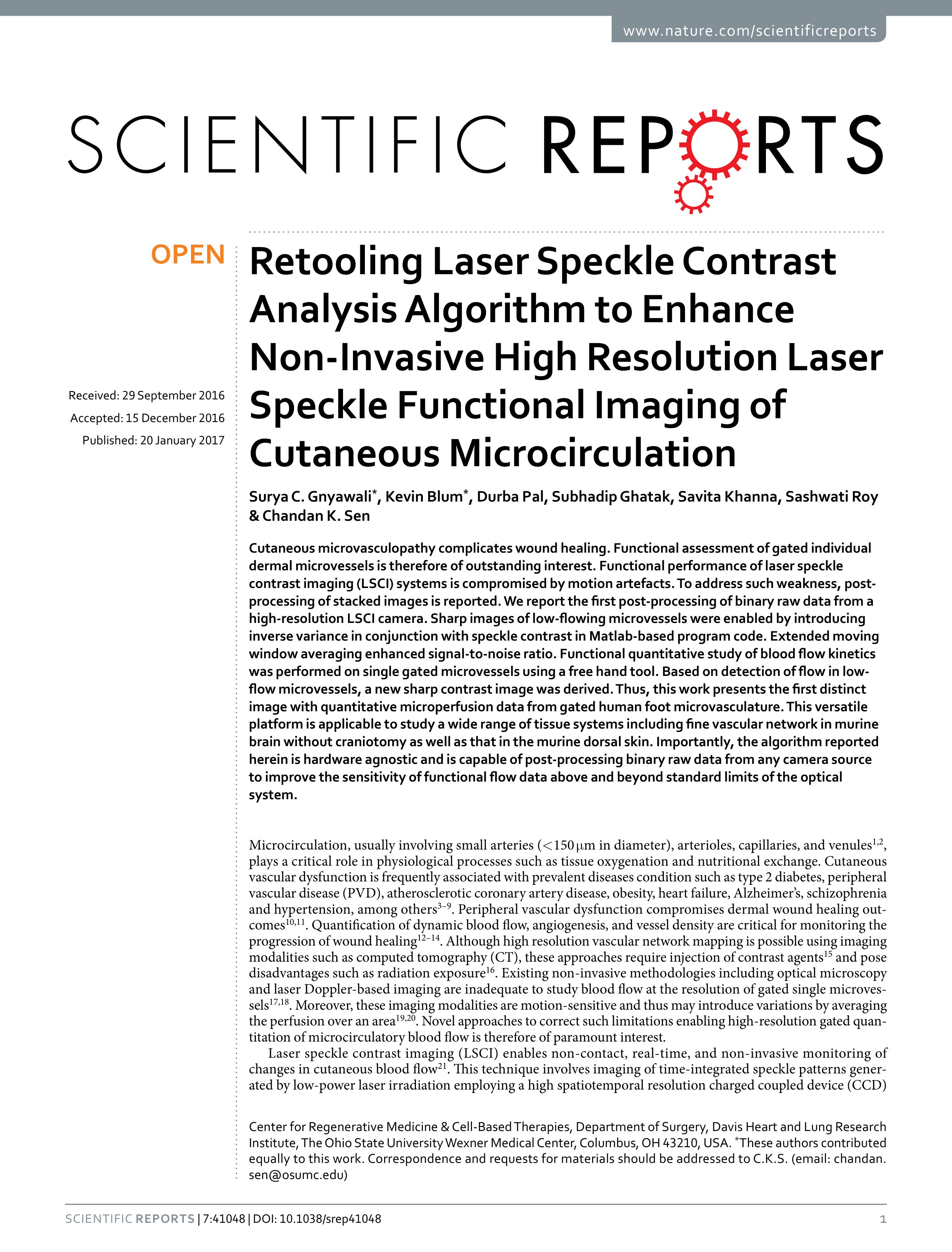 retooling laser speckle contrast analysis algorithm to enhance non invasive high resolution laser