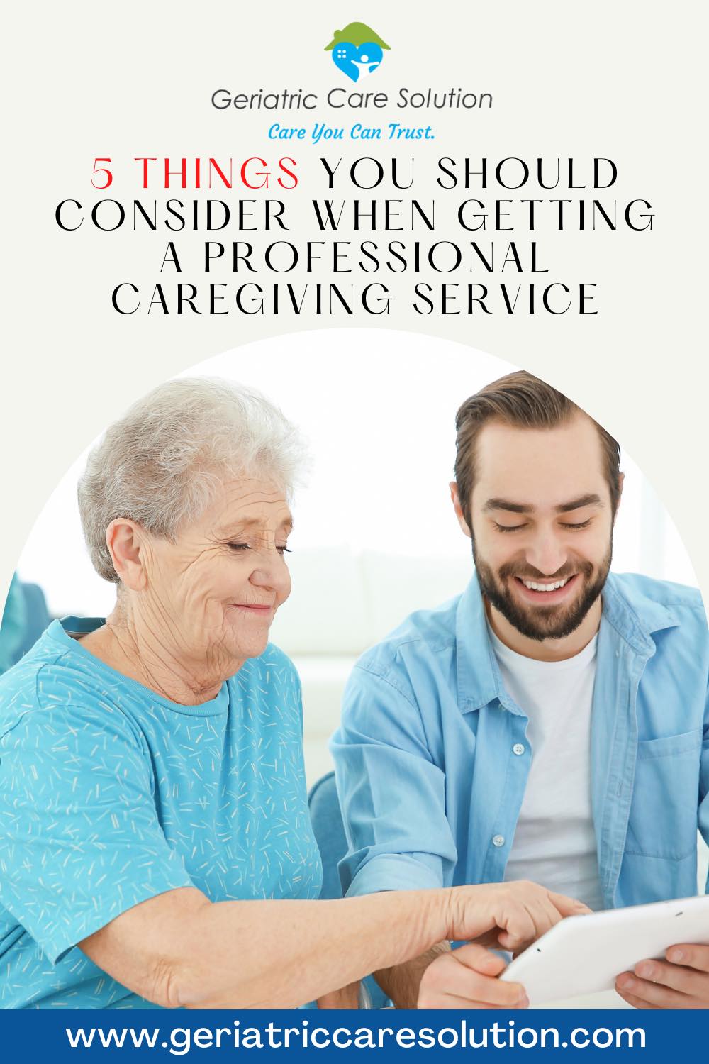 Elderly woman and friendly caregiver happily using a tablet 