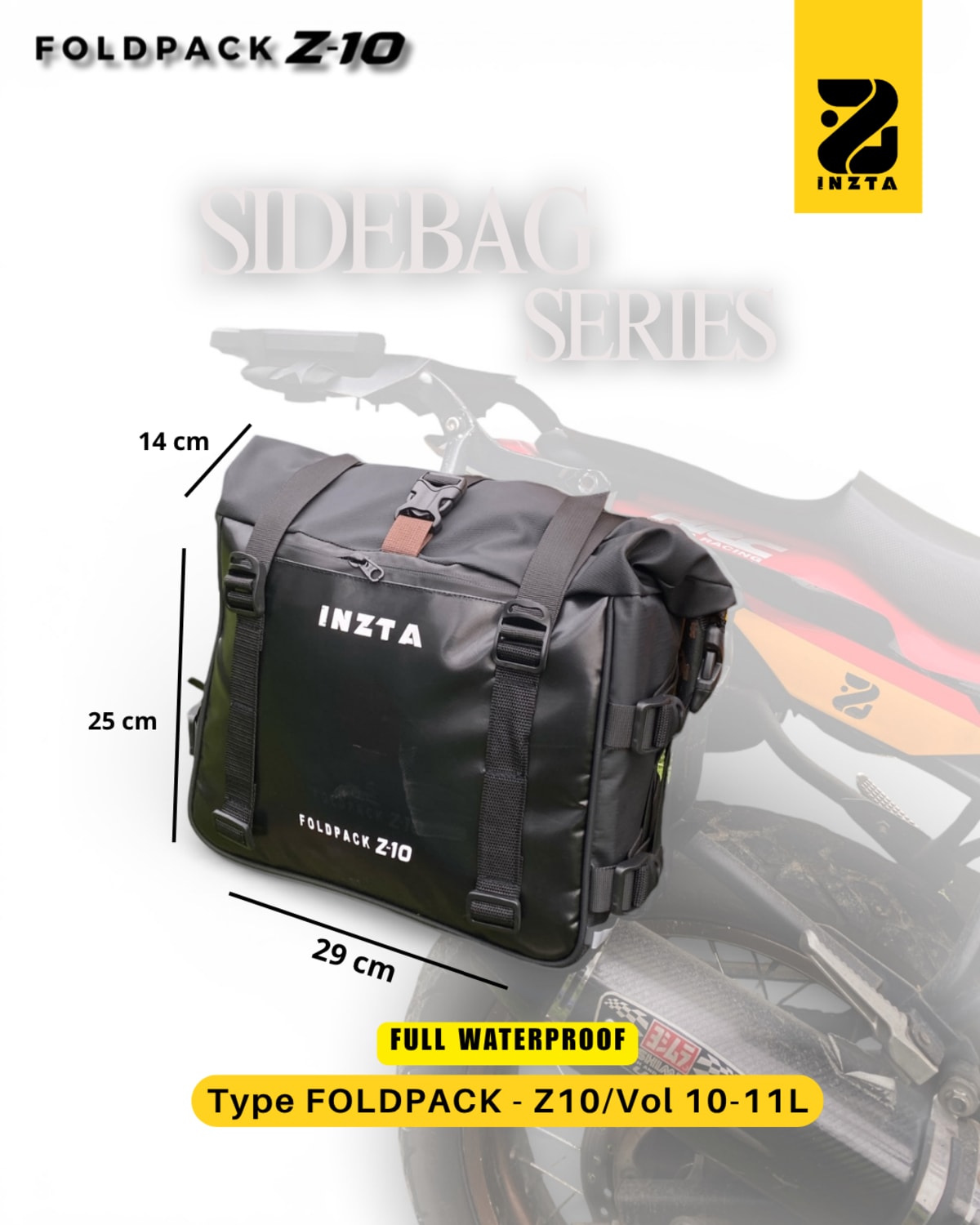 Side Bag Motor Inzta Foldpack Z10 Vol 10L