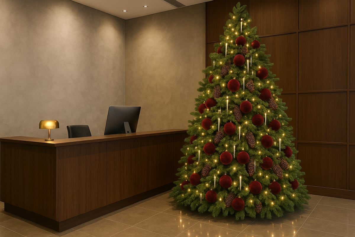 Стильная минималистичная ёлка в офисе