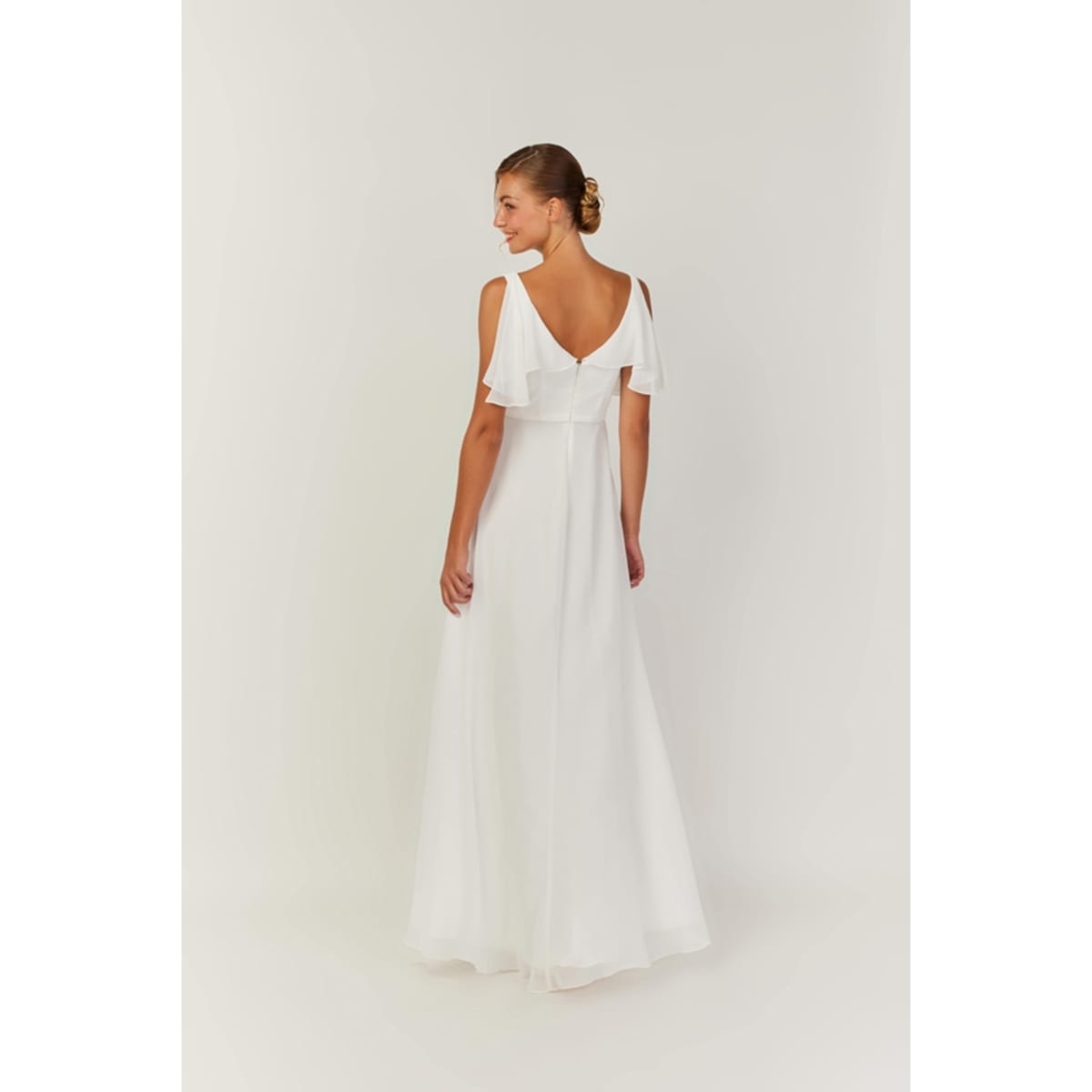 Nathalie robe longue fluide décolleté V volants ceinture tissu mousseline