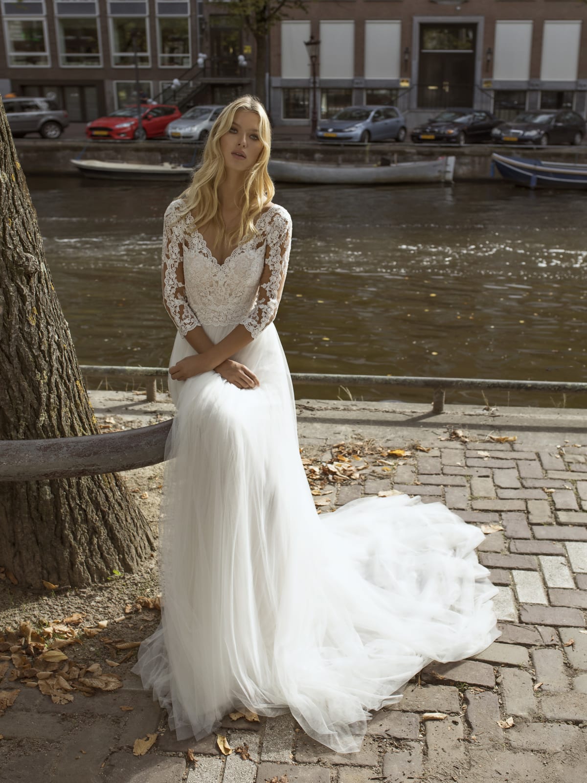 Forza — robe de mariée bohème manches longues dentelle tulle