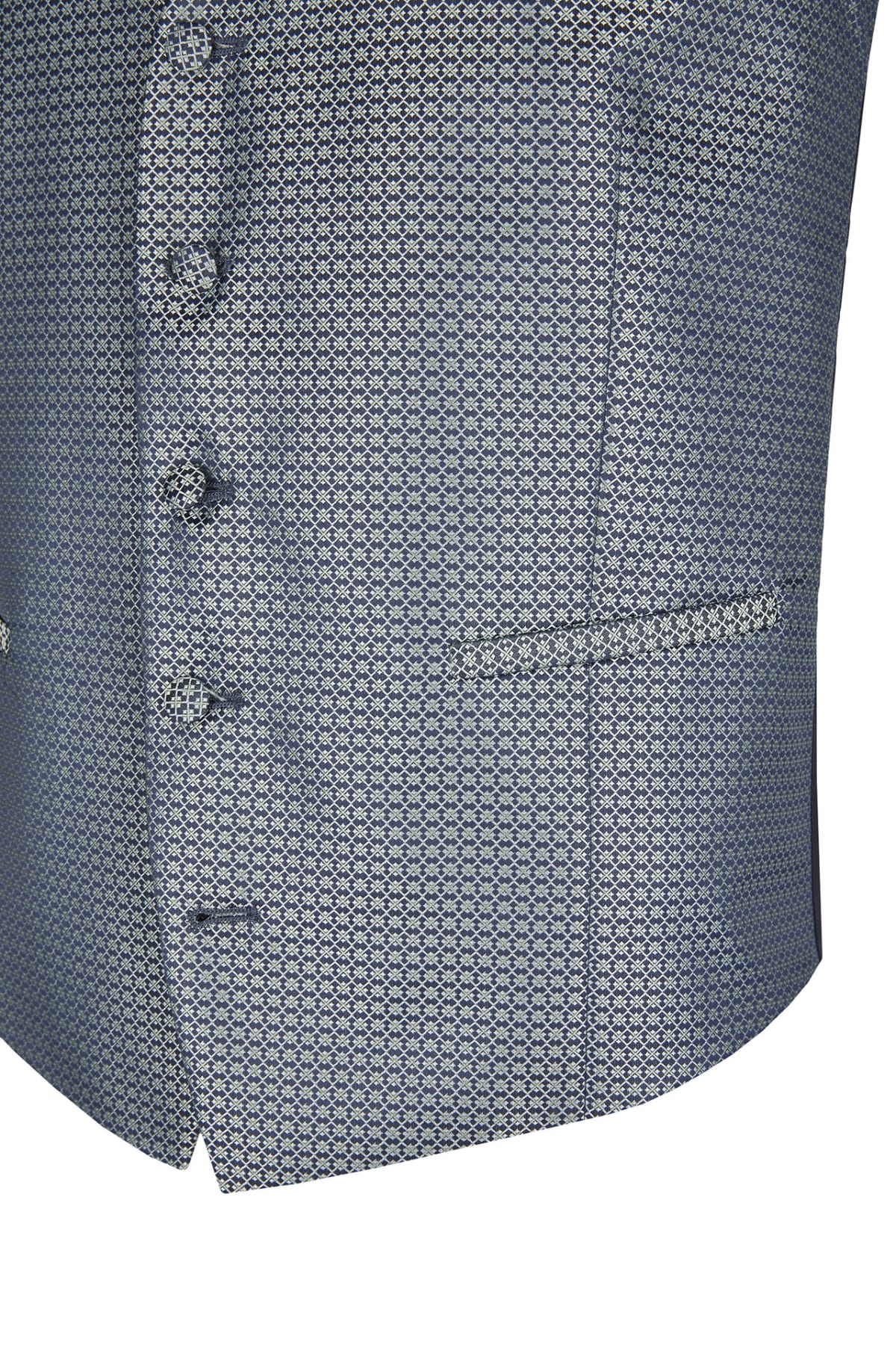 Gilet 427111/43 bleu et vert motifs géométriques