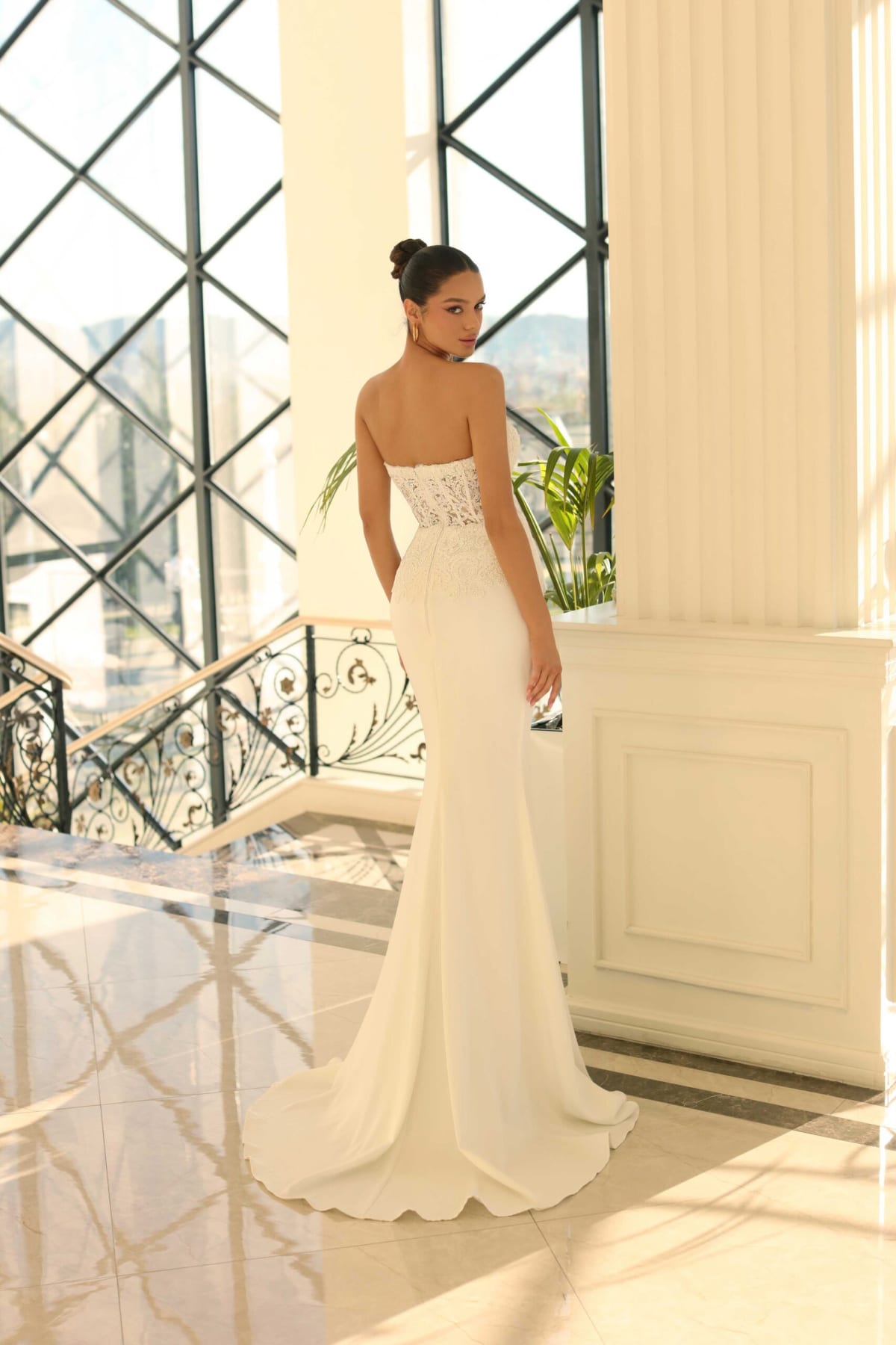 Margaux - robe longue bustier dentelle fourreau