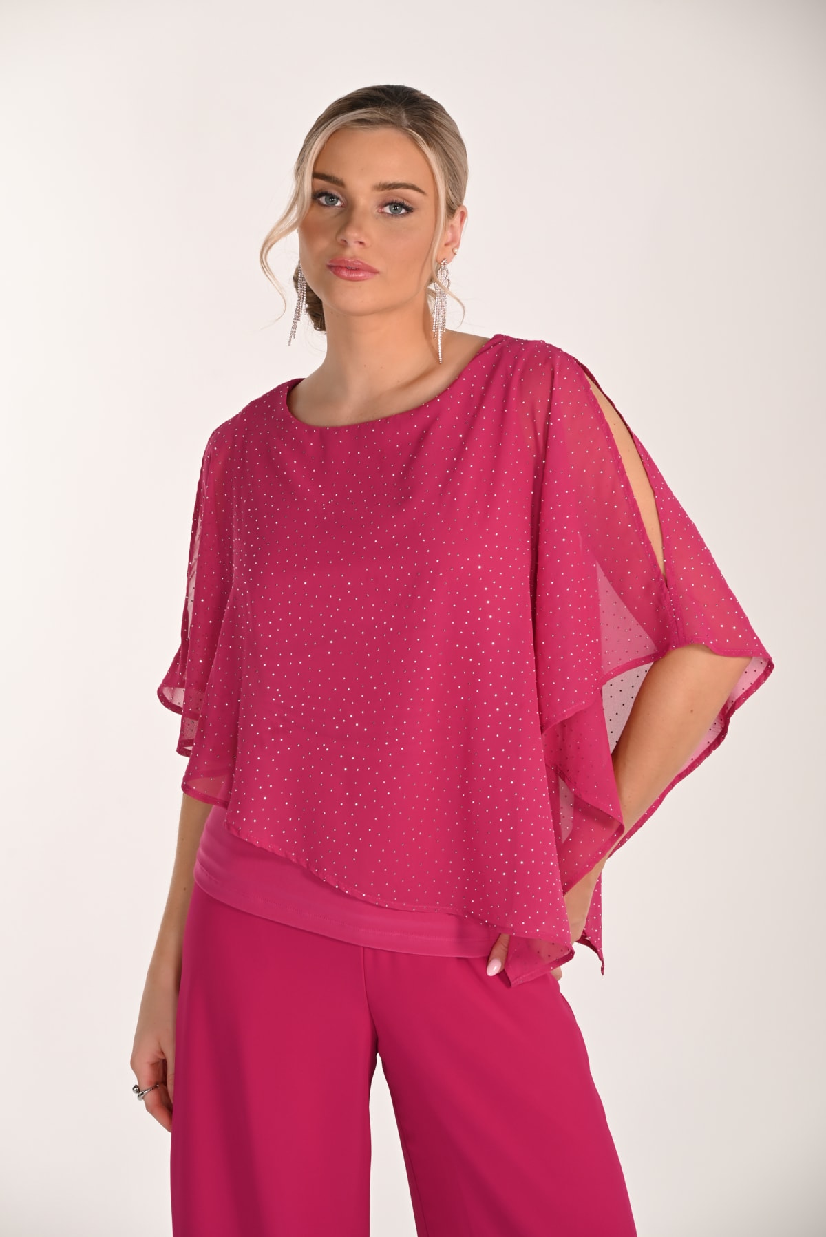 Top Théoline mousseline fluide strass